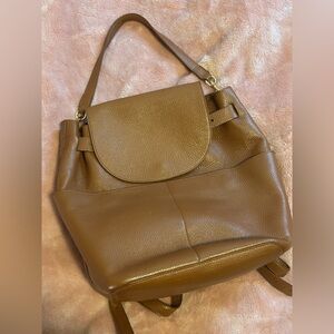 Cuyana Leather Convertible Backpack Tote Brown – Top Handle & Backpack